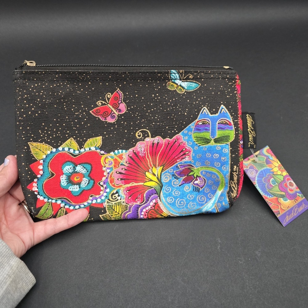 Laurel Burch Feline Cats Minis Cosmetic Bag NEW with Tag - Picture 3 of 8